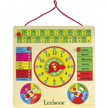 LEXIBOOK - Calendario de madera con reloj