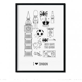 Lámina Decorativa de Londres - Póster A4 con Imágenes de Monumentos y Viajes para Decoración de Interiores