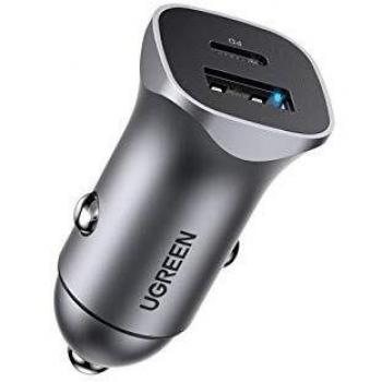 UGREEN Cargador Coche USB Tipo C, PD 3.0 y QC 3.0 Cargador Coche Carga Rápido, 18W Quick Charge Cargador Mechero Coche para iPhone 12 Pro Max 11 XR XS SE 8 7, Galaxy S20 S10, Huawei P40 P30, Xiao Mi 9
