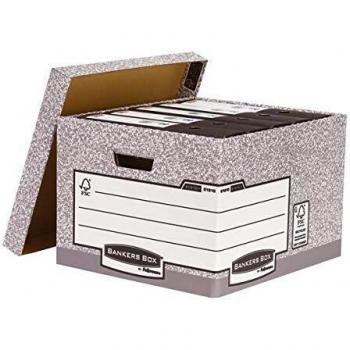 Fellowes Bankers Box System - Caja contenedora de archivos tamaño folio, 10 unidades, color gris