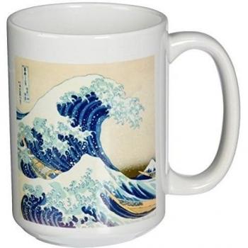 Mensuk mug_155631_1 The Great Wave Off Kanagawa by Japanese Artist Hokusai Dramatic Blue Sea Ocean Ukiyo-e Print 1830 Ceramic Mug, 11-Ounce