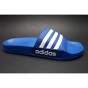 Adidas Adilette Shower Slides - Blue and White Unisex Flip Flops