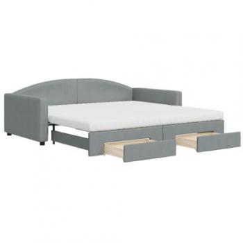 Sofá cama nido con cajones tela gris claro 100x200 cm