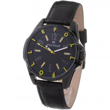 Folli Follie Unisex Watch WF13Y006SPY with Genuine Leather Band, 40mm Diameter