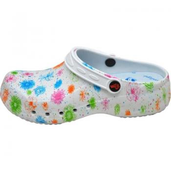 Zuecos Unisex DIAN EVA Estampado Blanco Multicolor, Zueco Anatómico de Trabajo para Mujer en Sintético