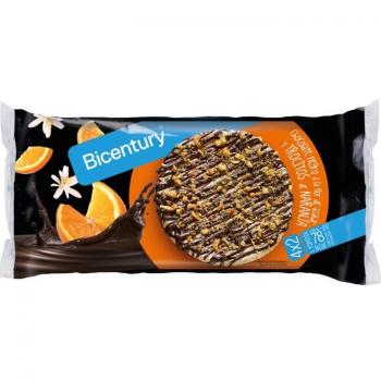 Tortitas de Arroz Choco Naranja 138g - Tortitas Bicentury sabor choco azahar con trozos de naranja (4x2 unidades)