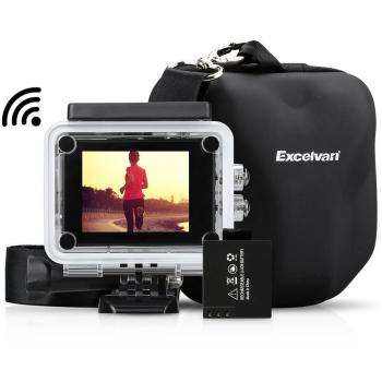Excelvan F8 Cámara deportiva 4K con Doble Pantalla LCD de 2.0 Pulgadas, WIFI Cámara de Acción Deportiva 170° Gran Ángulo y Sumergible hasta 30m, Resistente al agua, Vídeocamara de Acción para Deportes Actividades,