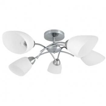 Lámpara de Techo Viletta, Metal y Vidrio Satinado Blanco, 70x70x29 cm