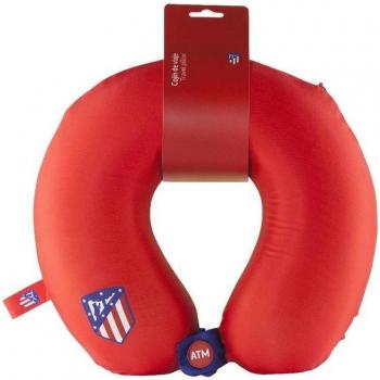 Cojín Cervical Oficial del Atlético de Madrid - Cojín cervical de viaje, color rojo, con diseño oficial del equipo Atlético de Madrid