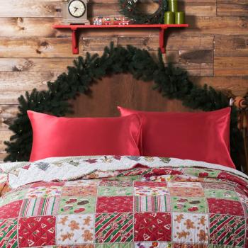 Bedsure Fundas de Almohada para Pelo y Rostro, 2 Piezas, Antiarrugas, sin Cremallera, Rojo, 40x80 cm