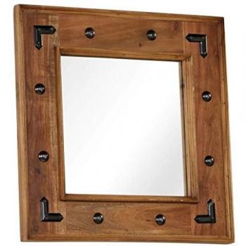 vidaXL Espejo de Madera Maciza de Acacia 50x50cm Decoración de Hogar Interior