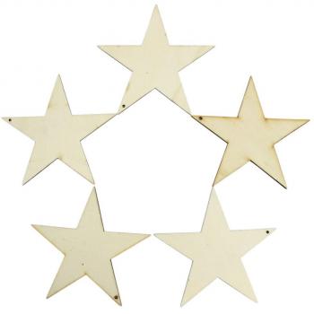Kurtzy TM 50 Etiquetas Placas Decorativas de Manualidades de 100 mm de Madera Plana con Forma de Estrella