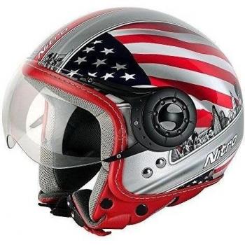 Nitro 187803XL69 X-548 USA Casco Moto, Color Gris, Rojo y Azul, Talla XL
