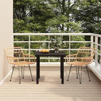 3-Piece Poly Rattan Garden Dining Set