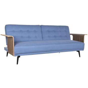 Sofá Cama DKD Home Decor Negro Azul Metal Marrón Poliéster Madera de eucalipto (203 x 87 x 81 cm)