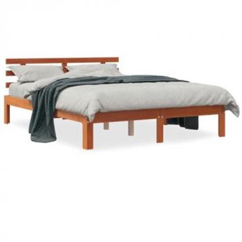 Cama sin colchón Cera marrón 135x190 cm en madera de pino