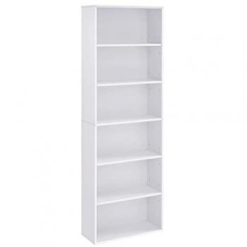 Estantería blanca estilo escandinavo de 6 niveles, dimensiones 60x24x178,5 cm, ideal para salón, estudio, oficina y dormitorio