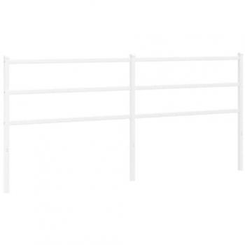 Cabecero de Metal Blanco 193 cm, Cabezal de Estructura de Cama, Cabecera para Dormitorio, Cabecero Soporte para Espalda, Acero