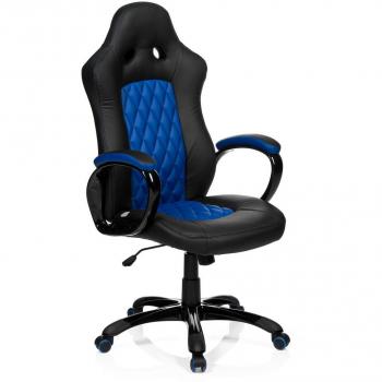 hjh OFFICE 621846 RACER EXECUTIVE - Silla gaming y oficina,  piel sintética negro/azul