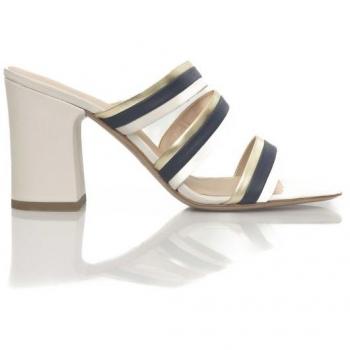 Cerruti 1881 White GOAT Leather Heeled Mules Sandal - EU38/US8, Female, Genuine Leather, Stylish, Comfortable