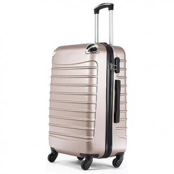Maleta Mediana Coshano de Equipaje para Viajar en Avión con 4 Ruedas Giratorias 360º Color Oro Rosa 65x44x26cm