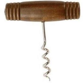 Sacacorchos con tonel de madera y cromo