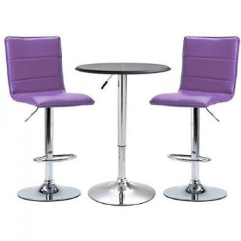 vidaXL Mesa Alta y Taburetes de Barra 3 Piezas Cuero Sintético Hogar Jardín Salón Cocina Bricolaje Decoración Diseño Estilo Mobiliario Muebles Negro