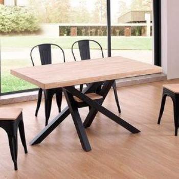 Mesa de Comedor Xena Patas Cruzadas Forma Rectangular Roble Nordish/Negro 76X140x80 Cm
