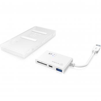 ICY BOX dk404 USB 3.0 Mini replicador de Puertos, Adaptador para 2,5 Pulgadas SATA HDD/SSD con protección Caja, 2 x – Hub USB
