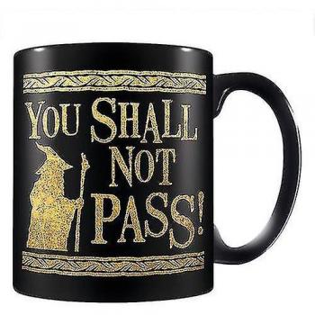 Taza El Señor de los Anillos No Pasarás Negro/Oro 12cm x 10.5cm x 8.7cm