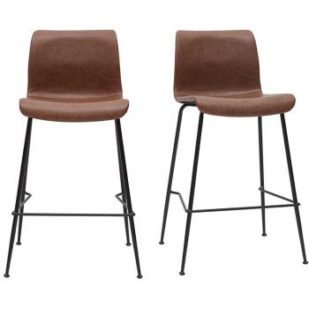 Set de 2 taburetes de cocina fijos marrón envejecido y metal negro 65 cm HAROLD