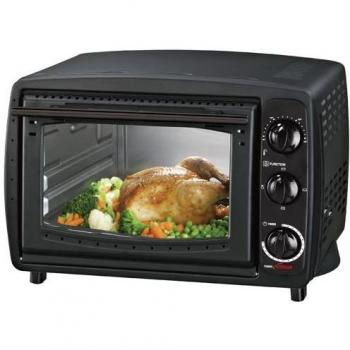 Horno Eléctrico Estático y Ventilado 21L 1400W con Doble Cristal Negro y 3 Niveles de Cocción 100-250°C