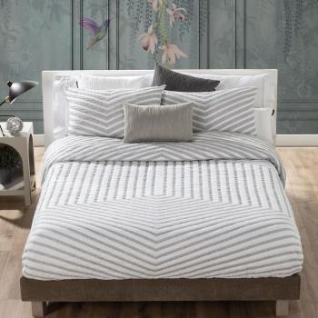 Colcha jacquard geométrico hexágono gris Manterol para cama 150/160cm