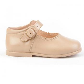 Zapatos de Niña Angelitos Merceditas Fabricados en Piel 500 Camel