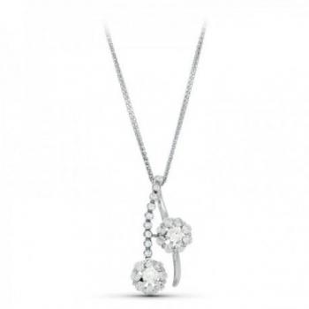 Gargantilla Oro Blanco 18k Doble Colgante Circonitas Mujer 45cm