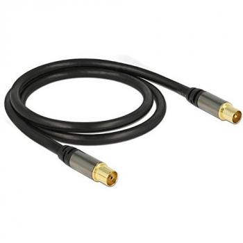 Cable Antena IEC Plug - IEC Jack RG-6/U 1 m, color negro, 85 dB
