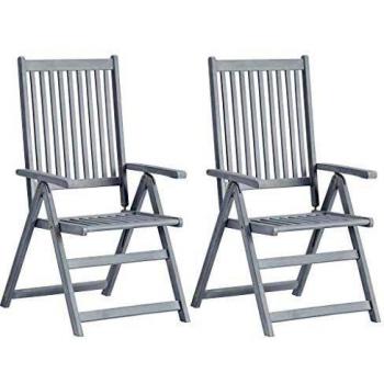 vidaXL Garden Reclining Chairs 2 pcs Grey Solid Acacia Wood