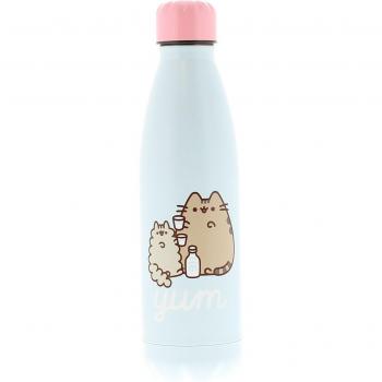 Botella Térmica de Acero Inoxidable 500ml - Pusheen el Gato Gourmet - Color Azul Claro