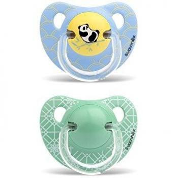 Suavinex - Pack de 2 Chupetes +18 Meses. Tetina Anatómica de Silicona 0% Bisphenol, Color Verde y Azul Diseño Panda