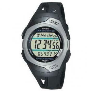 Reloj Casio Sport STR-300C-1VER Cronógrafo Digital con Alarma y Correa de Acero Inoxidable y Plástico/Resina