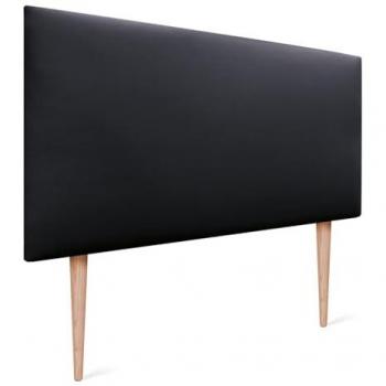 Cabecero Tapizado de Polipiel Liso AQUALINE con Patas 95x105cm para Camas 70/80/90 - Negro