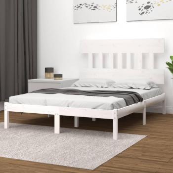 Cama de Madera Maciza Blanca 200x200 cm