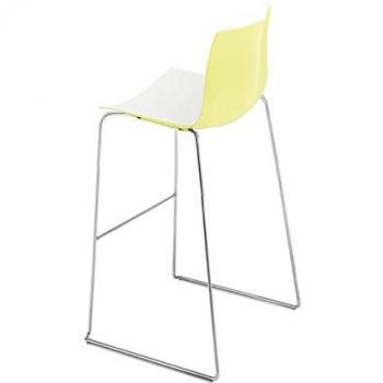 Catifa 46 0471 - Taburete Bar Bicolor Cromo Blanco/Amarillo/Carcasa Brillante/Dentro Mate/Soporte Cromado/Altura del Asiento 76cm