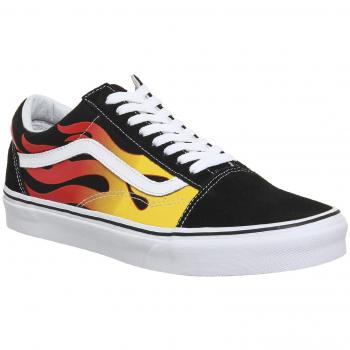 Zapatillas Vans Old Skool (Flame) Negro - Clásicas Skate, modelo VN0A38G1