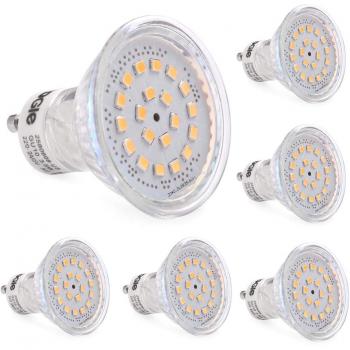 LEDGLE Pack GU10 LED bombillas, 60 W bombillas hal¨®genas equivalentes, MR16 3,5 W, 350 lm, blanco c¨¢lido, 3000 K, 120 ¡ã ¨¢ngulo de haz, empotrable, iluminaci¨®n, iluminaci¨®n de la pista