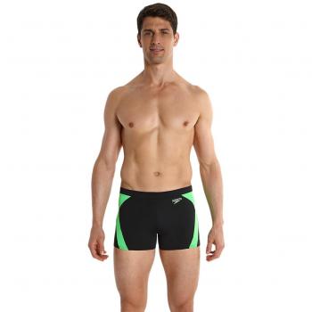Speedo Badeanzug Logo Ajustado con gráficos de Passe, Primavera/Verano, Hombre, Color Negro - Black/Fluo Green, tamaño 28