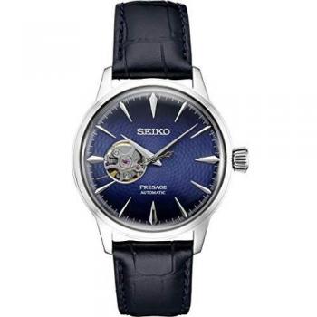 Seiko Presage Cocktail Time 'Blue Moon' Open Heart 40.5mm Men's Strap Watch