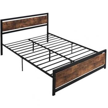 Estructura de Cama Doble Etna - Madera y Metal, 162x195 cm Color Marrón