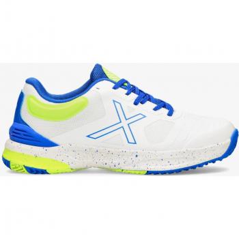 Zapatillas Munich Hydra 110 Blanco Azul Denim - Zapatillas deportivas, color blanco con detalles en azul denim, diseño moderno y cómodo, suela de goma antideslizante, parte superior de material sintético y textil para mayor trans