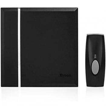 Kit de timbre de puerta inalámbrico Byron BY401B – 4 melodías – Negro – Alcance de 60 m